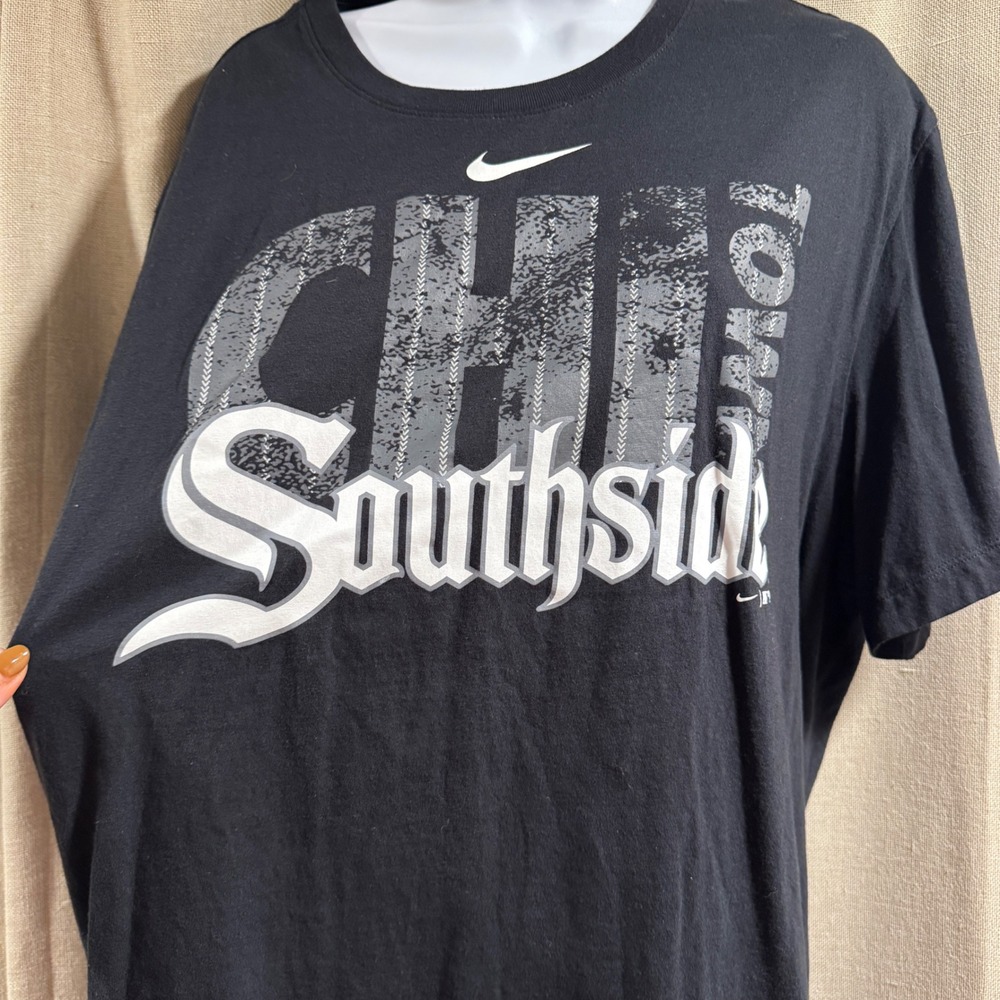 Nike XXL T-Shirt‎ Black Chicago CHI Town Southside Cotton Mens Tee